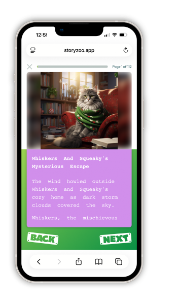 Story Zoo student homepage on mobile showing personalized dashboard